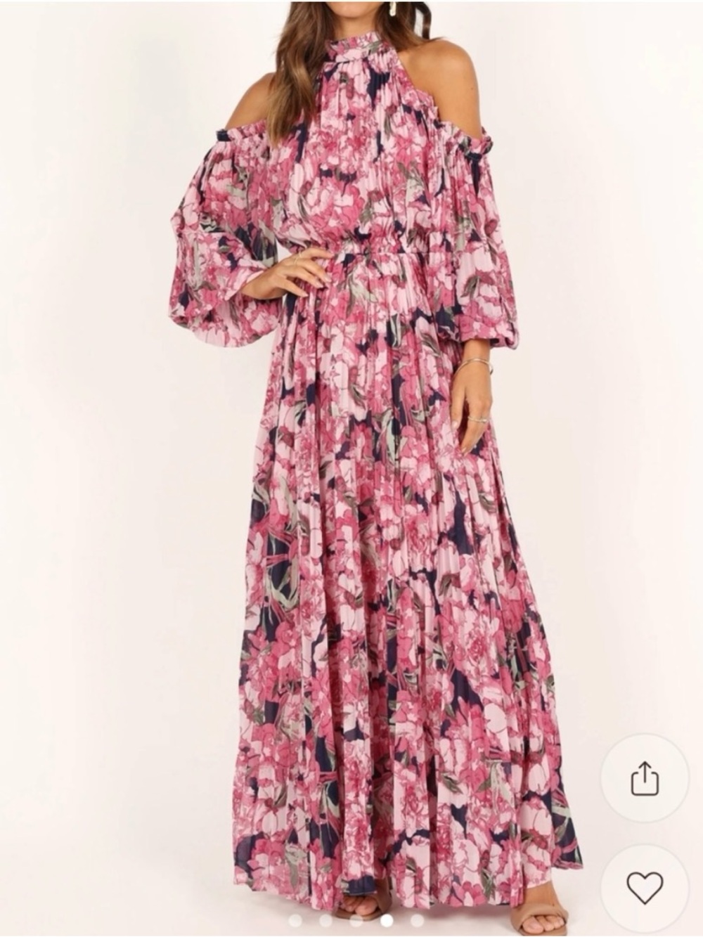 Petal & Pup Pink Floral Cold-Shoulder Maxi Dress - Picture 2 of 9